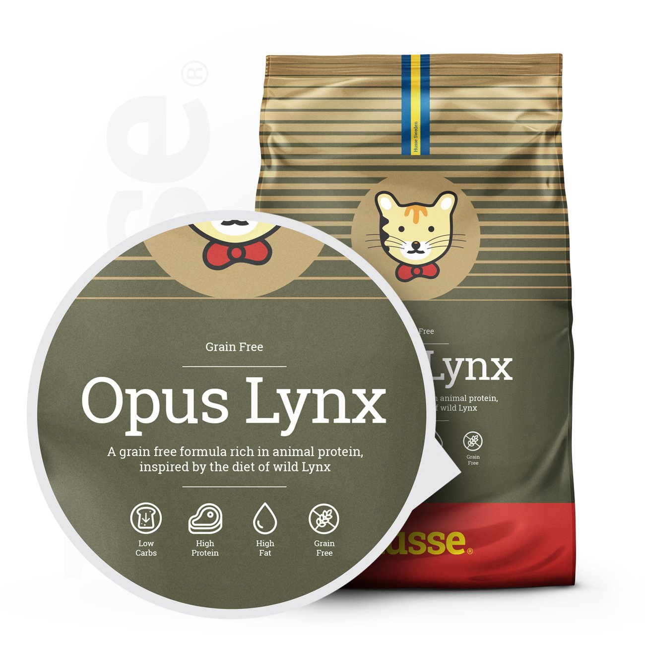 Opus Lynx, 2 kg | Spannmålsfritt torrfoder för katter med känslig hud och mage