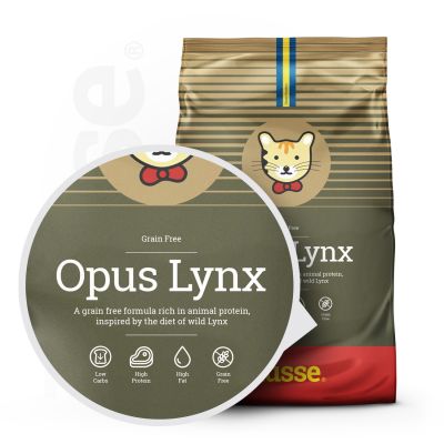 Opus Lynx, 2 kg | Spannmålsfritt torrfoder för katter med känslig hud och mage